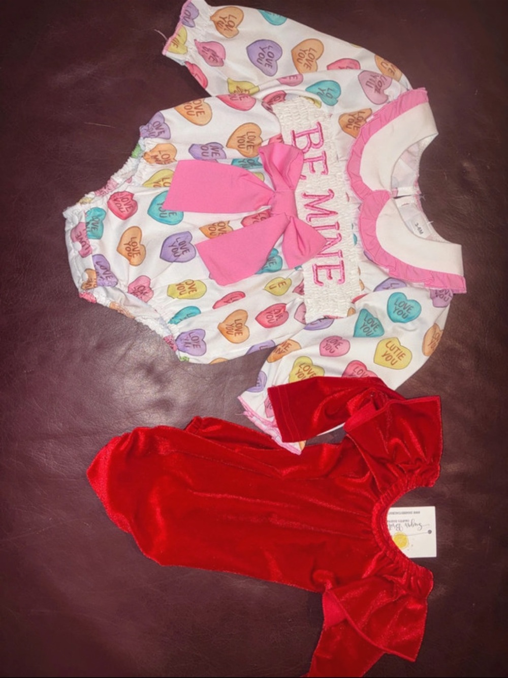 Valentine's Day 'Be Mine' Pink & White Baby One-Piece Set
